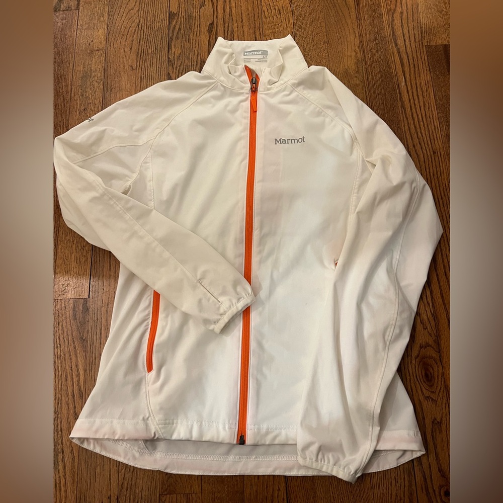 Marmot White Jacket with Orange Accents